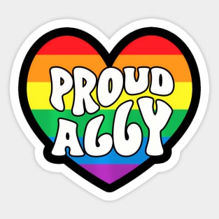 Proud Ally  Heart Support LGBT Pride Groovy Sticker